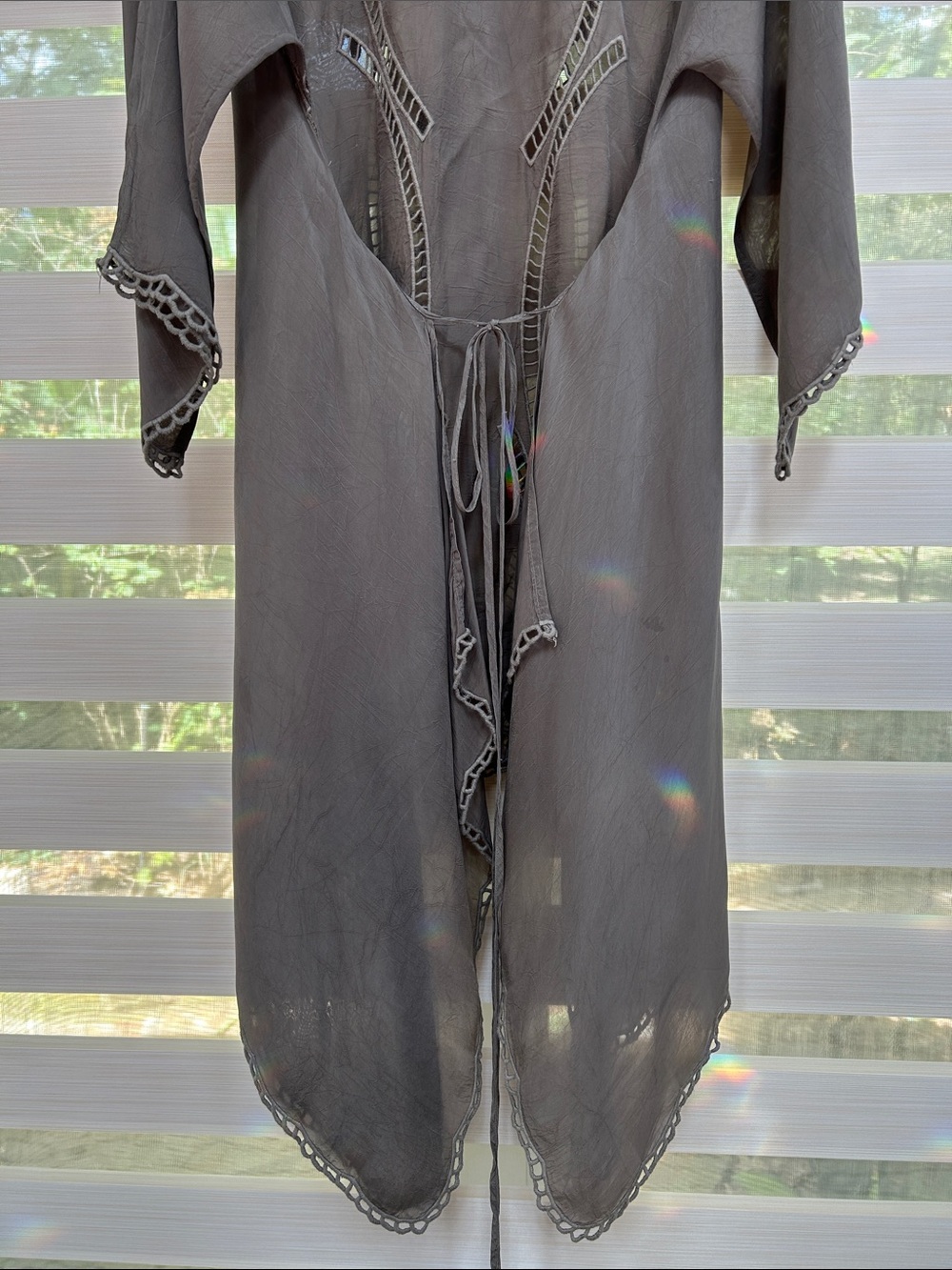Johnny Was Taupe Embroidered Asymmetrical Tunic - Picture 7 of 16